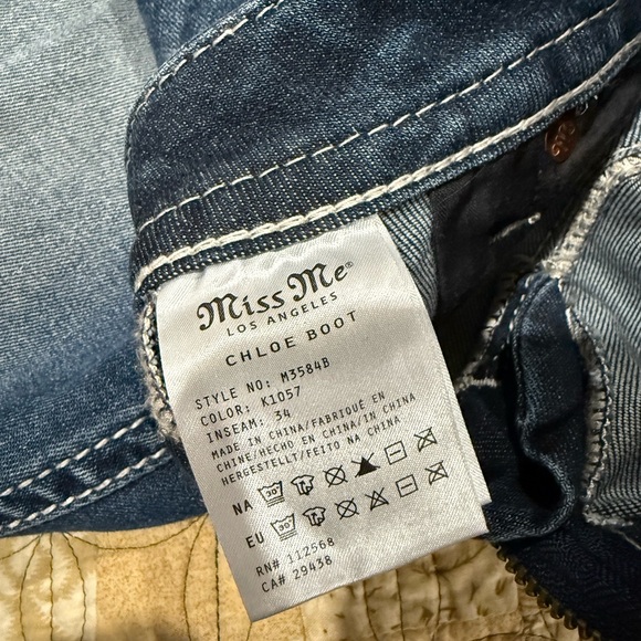 Miss me Chloe boot cut Jean with real cow hair inlay 30/34 - Picture 3 of 11